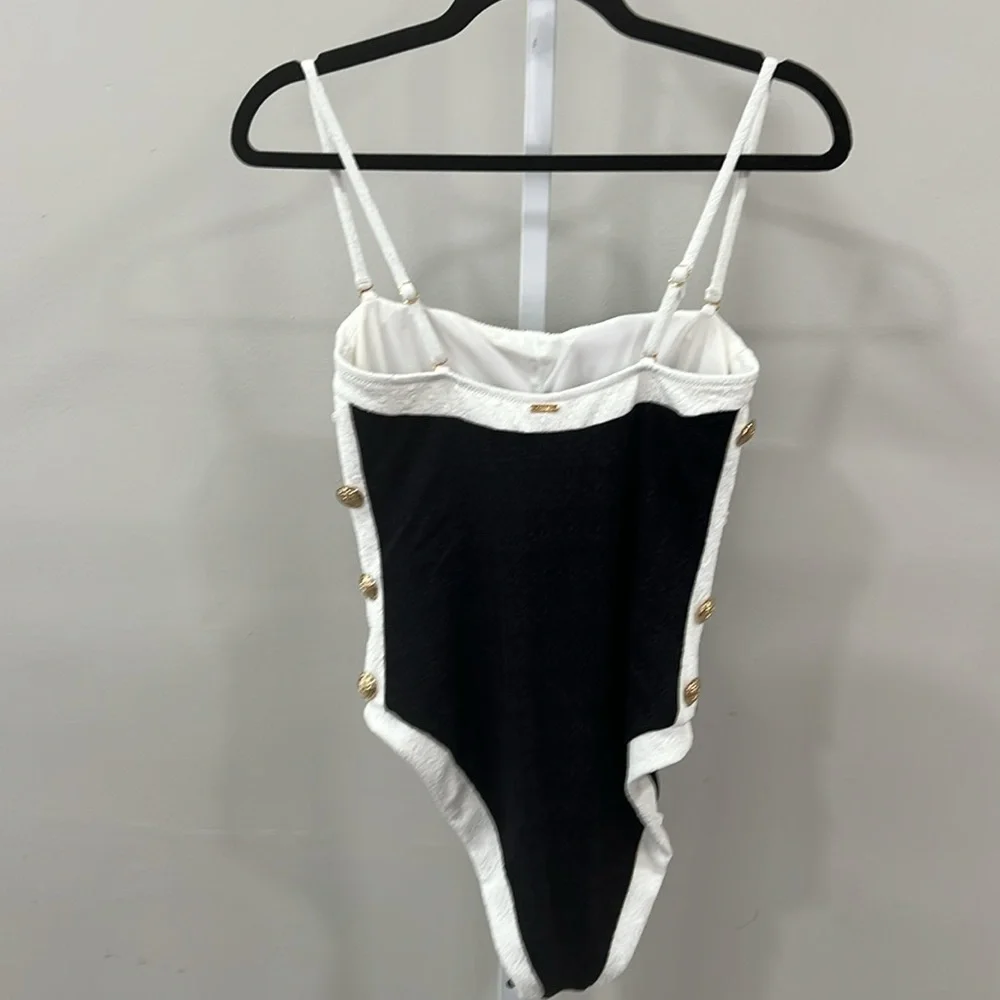 Tory Colorblock Chic Bandeau One Piece Swimsuit in Black - Picture 9 of 12